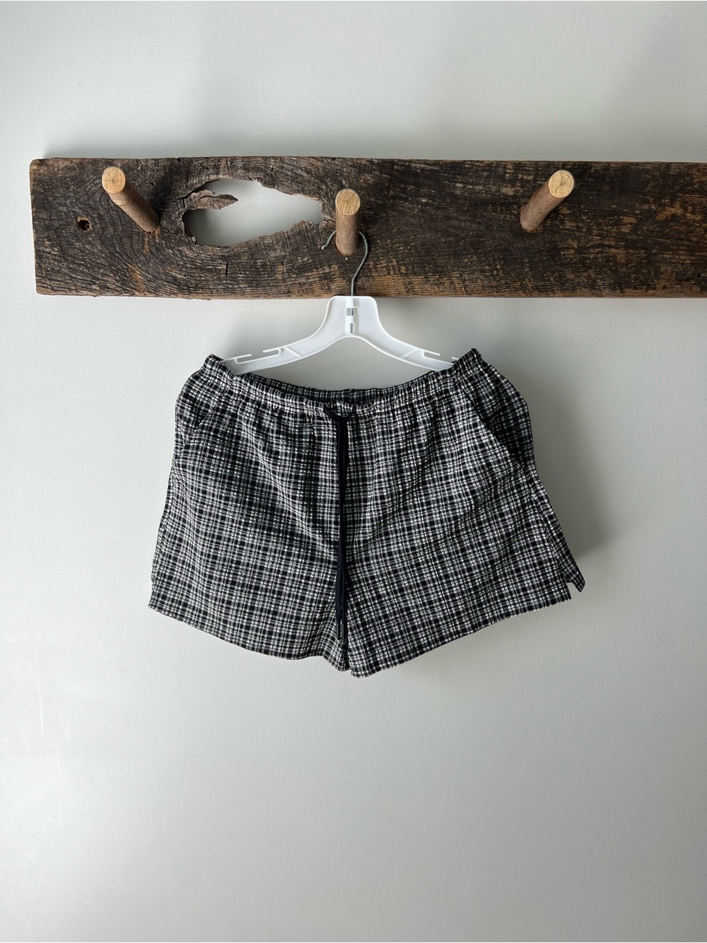 lululemon athletica Black & White Plaid Athletic Shorts